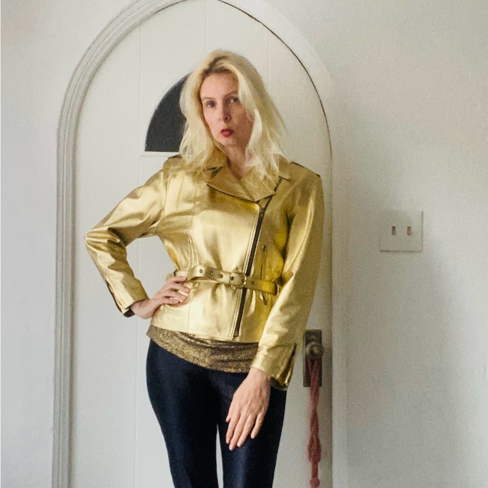 Cache Metallic Gold Leather Jacket - image 1